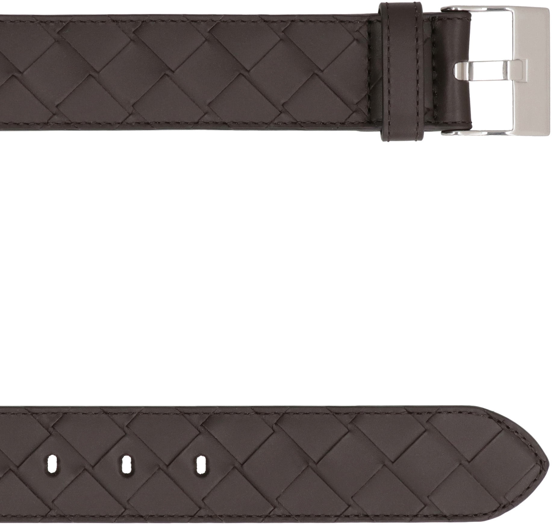 BOTTEGA VENETA Intrecciato Design Watch Belt with Metal Buckle (3.5 cm)