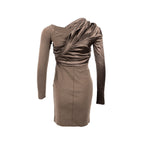 FENDI Size 38 OPERATOR Off-shoulder Wool / Polyamide Dress Brown