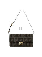 Fendi Baguette FF Fabric Shoulder Long Wallet Brown