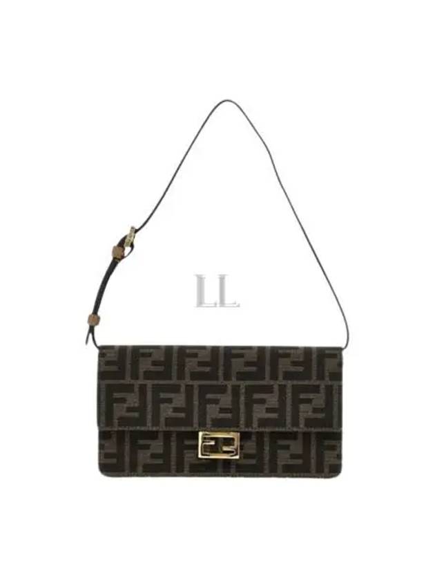 Fendi Baguette FF Fabric Shoulder Long Wallet Brown