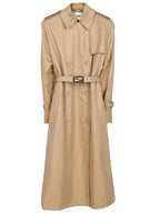 Fendi Abrigo Double Breasted Belted Trench Coat Beige
