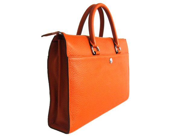 Hermes Briefcases H2097 Briefcase Cow Leather Orange Handbag
