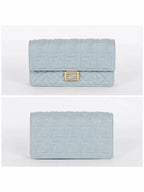 Fendi FF Baguette Nappa Leather Long Wallet Light Blue