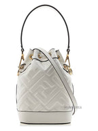 Fendi Mon Tresor FF Motif Leather Mini Bucket Bag White