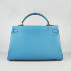 Hermes Kelly 35cm Togo Leather Handbag Light Blue/Golden