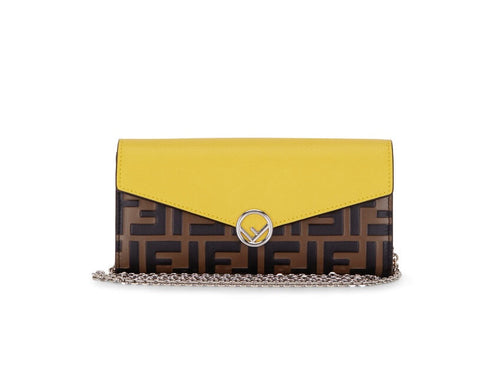 Fendi Continental Wallet with Chain in Red Leather