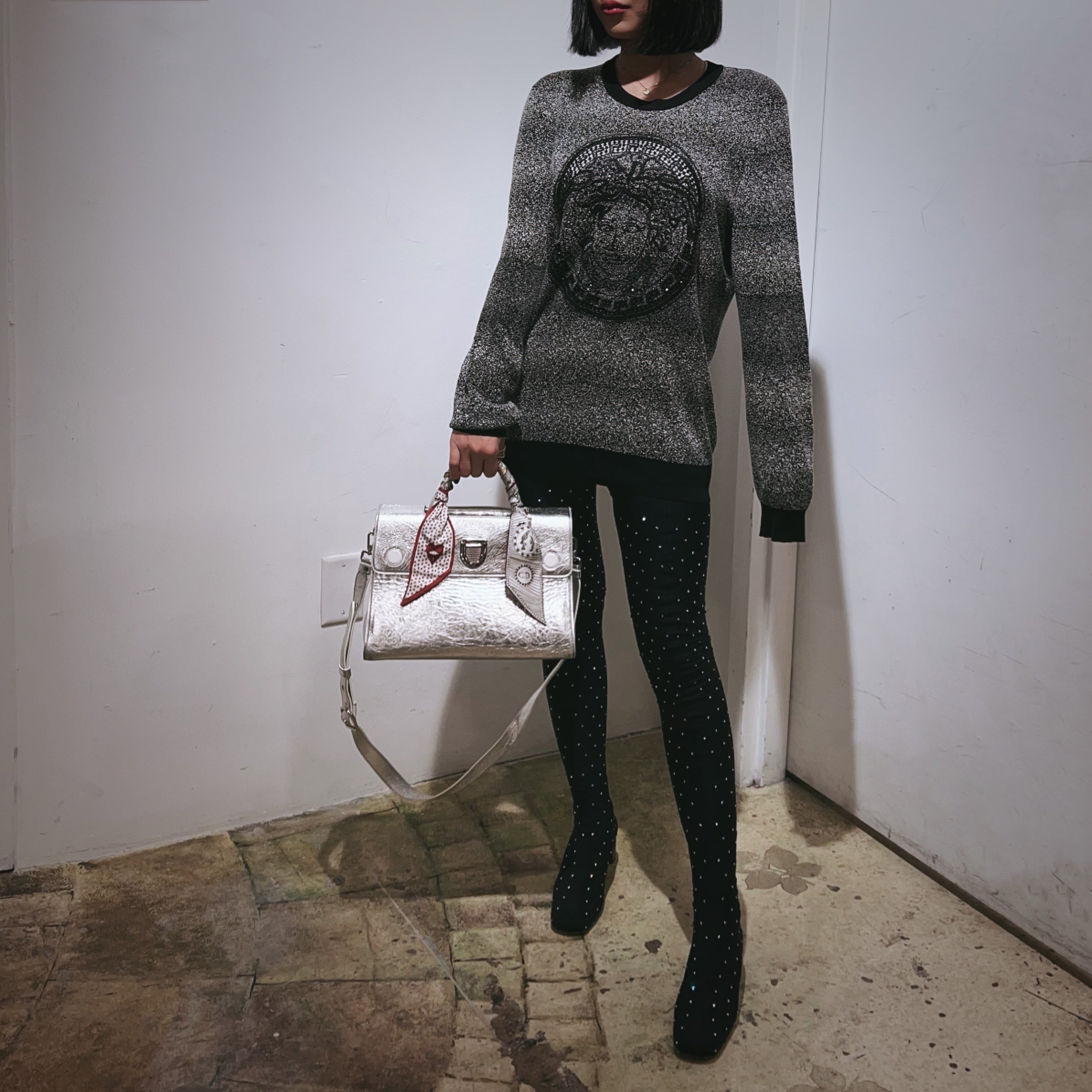 CHRISTIAN DIOR Medium Diorever silver bag