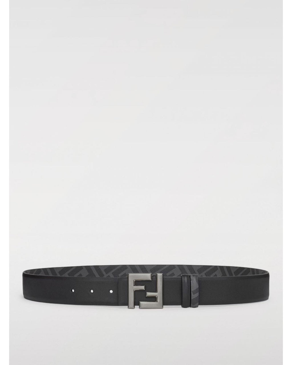 Fendi Leather Belt with FF Buckle Men Dark