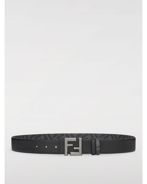 Fendi Leather Belt with FF Buckle Men Dark