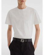 Fendi Leather Belt with FF Buckle Men Dark
