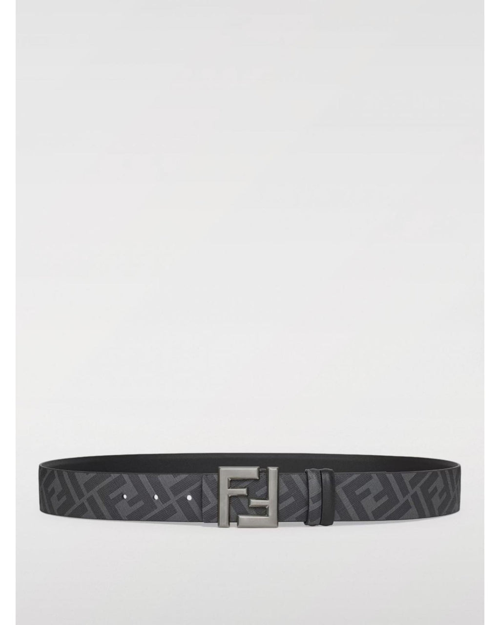 Fendi Leather Belt with FF Buckle Men Dark