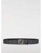 Fendi Leather Belt with FF Buckle Men Dark