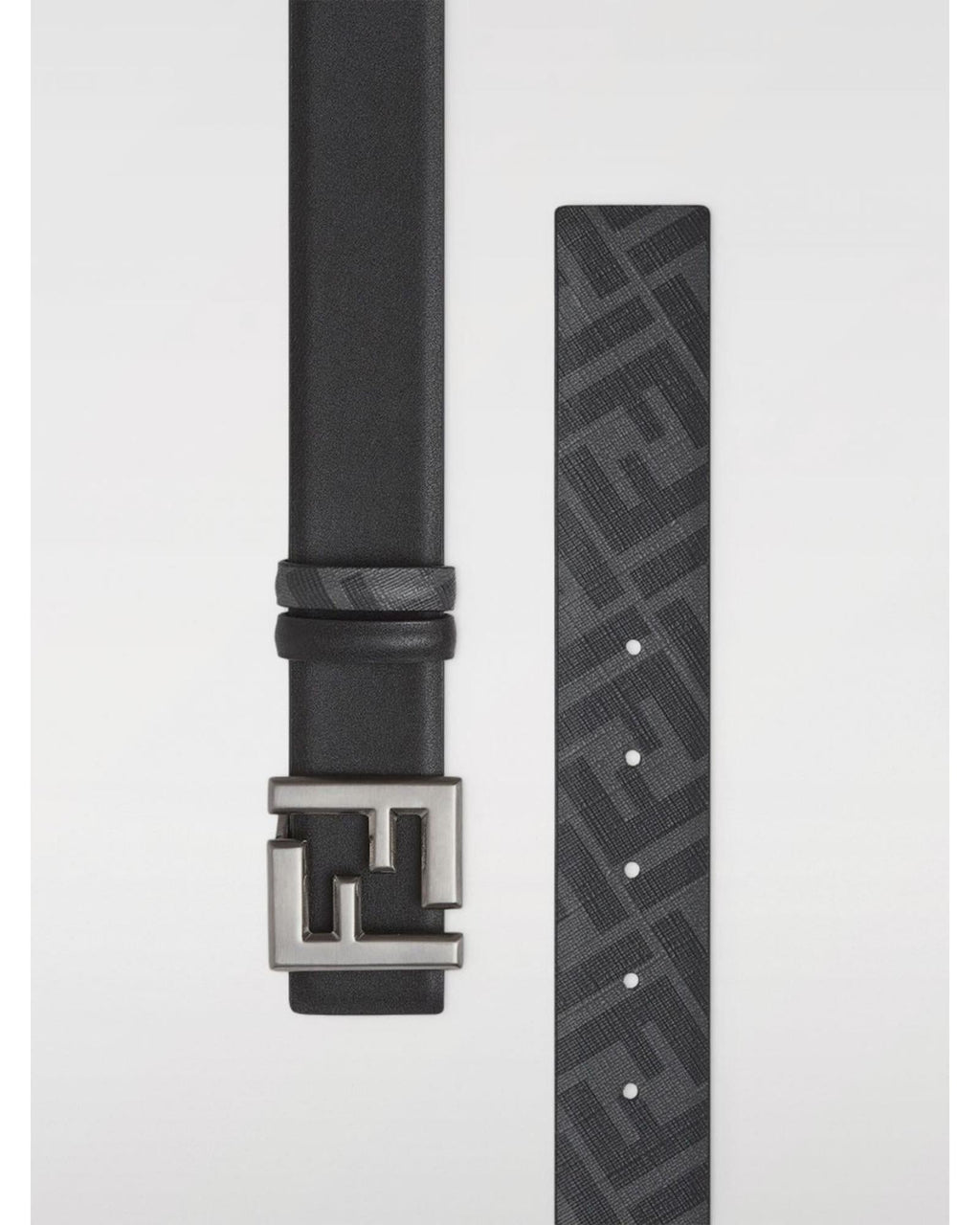 Fendi Leather Belt with FF Buckle Men Dark