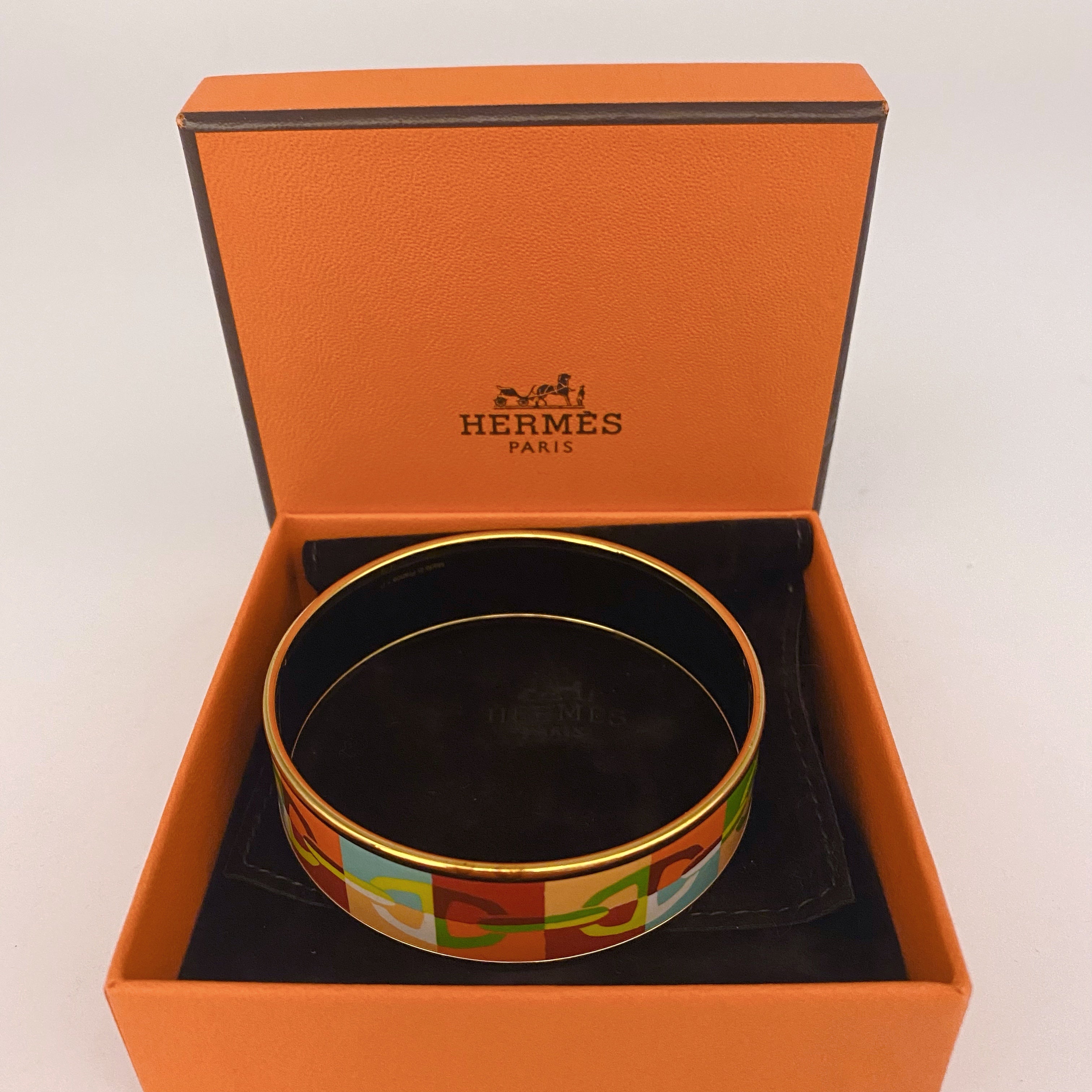 Hermes Wide Enamel Bangle Bracelet