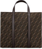 FENDI Embroidered Canvas Mini Shopping Handbag