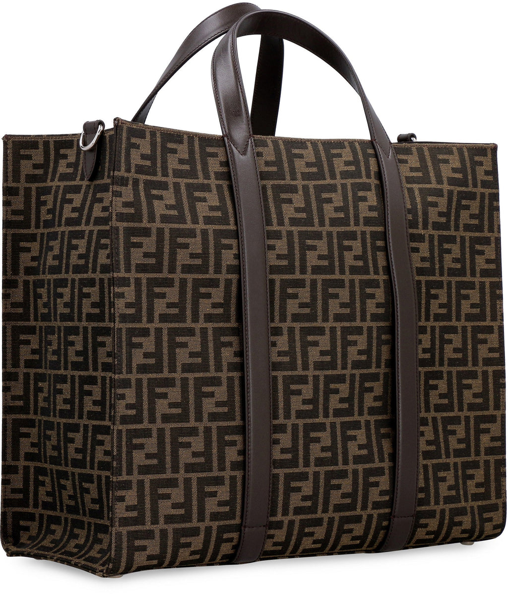 FENDI Embroidered Canvas Mini Shopping Handbag