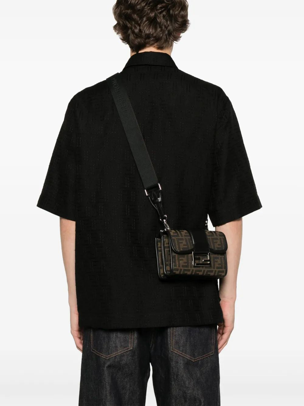 FENDI Mini Double Handbag with Flap and Zip Compartments