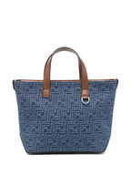 FENDI Mini Denim Effect FF Jacquard Small Shopping Handbag