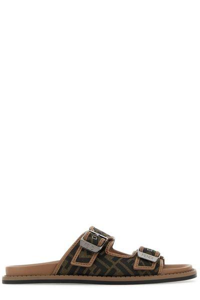 FENDI Embroidered Canvas Slippers