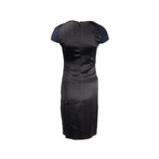 Chanel Size 34 Draped Satin Midi Dress Rayon / Wool Navy/Black
