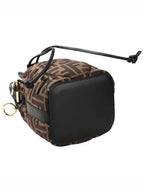 Fendi Mon Tresor Quilted FF Silk Mini Bucket Bag Brown