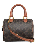 CELINE Small Boston Triomphe Canvas Tote Bag Tan