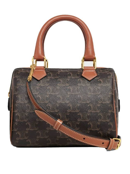 CELINE Small Boston Triomphe Canvas Tote Bag Tan