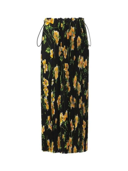 Balenciaga Pleated A Line Skirt Black