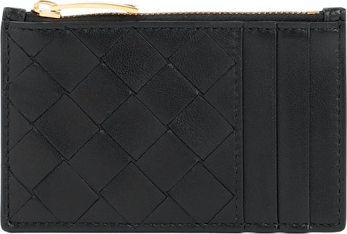 Bottega Veneta Women's Zipped Coin Compartment Card Holder in Black | Size UNICA | 757889VCPP3