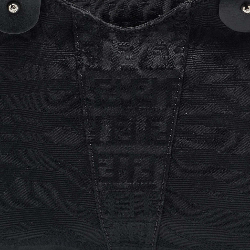 Fendi Black Zuchinno Fabric And Leather Devil Trapezio Tote