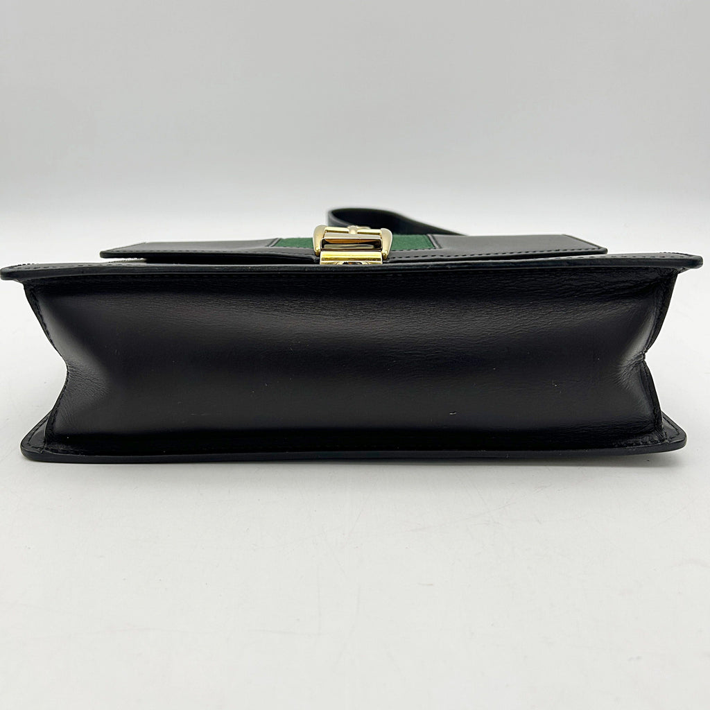 GUCCI Calfskin Small Sylvie Shoulder Bag Black 2504201806