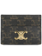CELINE Triomphe Card Holder in Triomphe Canvas Tan