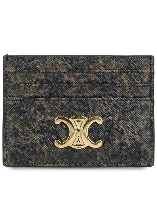 CELINE Triomphe Card Holder in Triomphe Canvas Tan