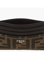 Fendi FF Logo Card Wallet Brown