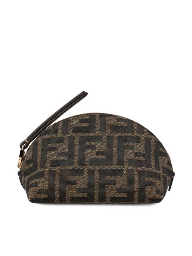 Fendi Baguette Small  FF Jacquard Fabric Pouch Bag Brown