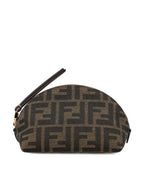 Fendi Baguette Small  FF Jacquard Fabric Pouch Bag Brown