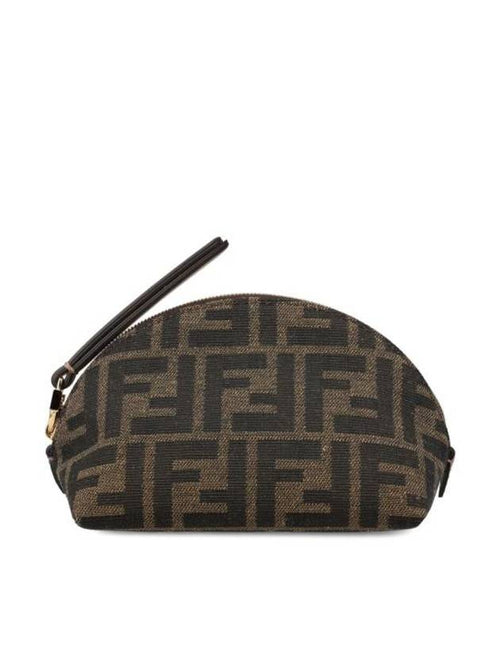 Fendi Baguette Small  FF Jacquard Fabric Pouch Bag Brown