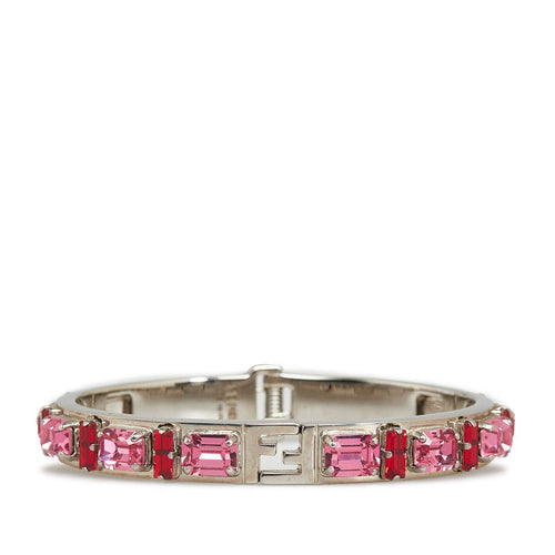 Fendi Colourstone Bracelet Bangle Silver Pink Metal  Fendi
