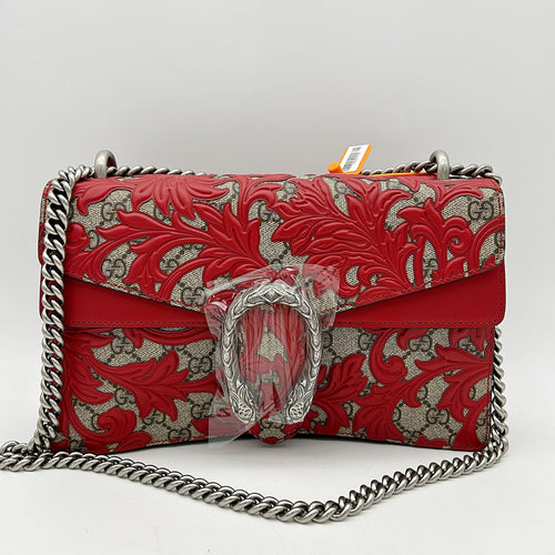 GUCCI GG Supreme Monogram Arabesque Small Dionysus Shoulder Bag Hibiscus Red 2504201804