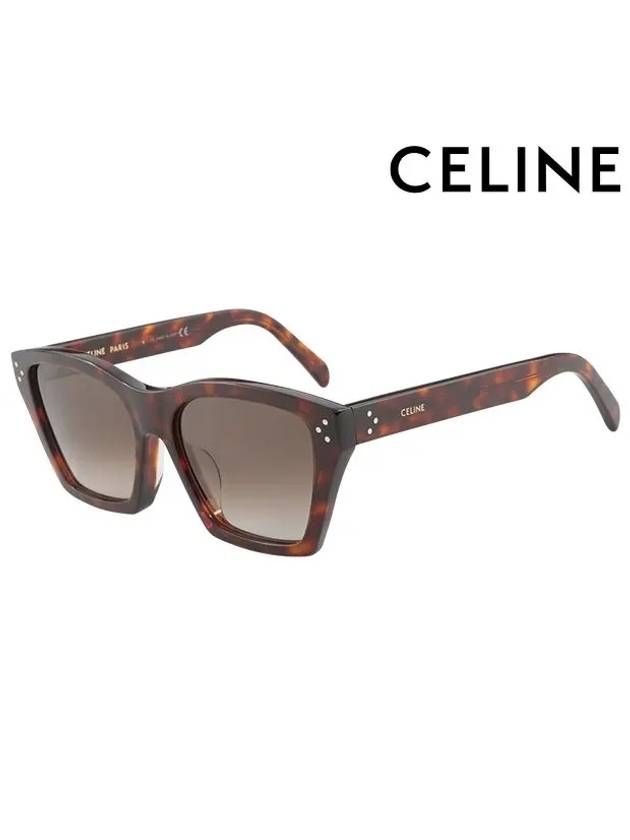 CELINE Eyewear Logo Square Sunglasses Dark Havana