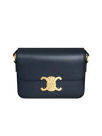 CELINE Teen Triomphe Shiny Calfskin Cross Bag Navy Blue