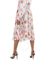 Balenciaga flower dot print pleated skirt beige
