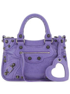 Balenciaga Neo Cargol Small Crocodile Embossed Leather Tote Bag Purple