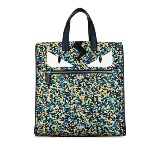 Fendi  Navy Nylon Leather Handbag Tote Bag ()