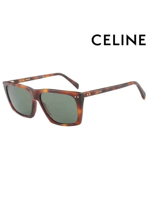 CELINE Eyewear Logo Square Acetate Sunglasses Havana