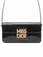 Flap Patent Calfskin Tote Bag Black Dior