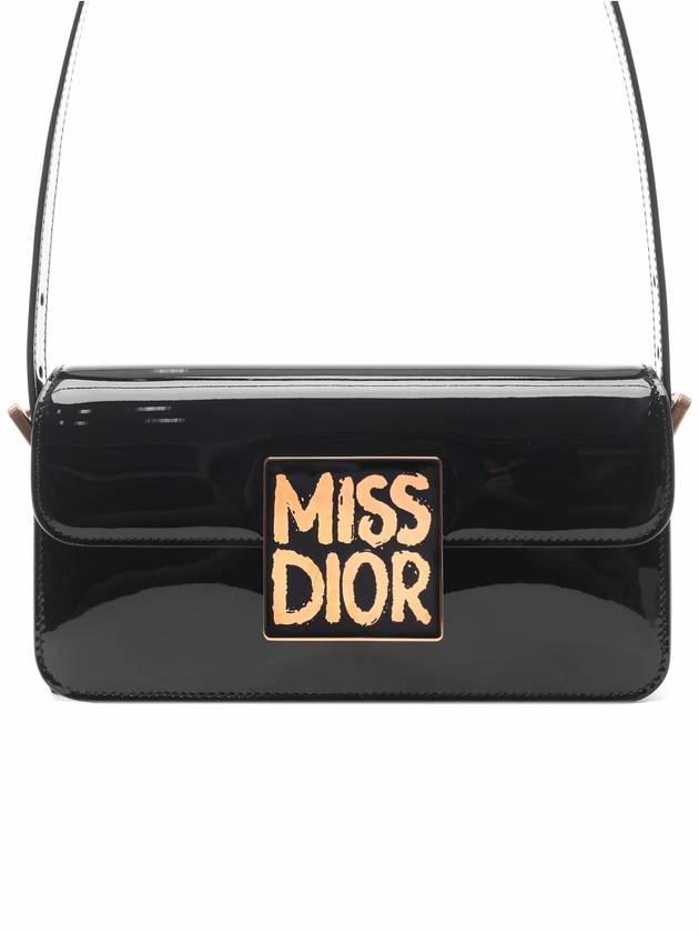 Flap Patent Calfskin Tote Bag Black Dior