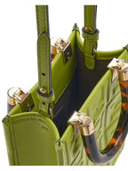 Fendi Sunshine Embossed Logo Leather Mini Cross Bag Green