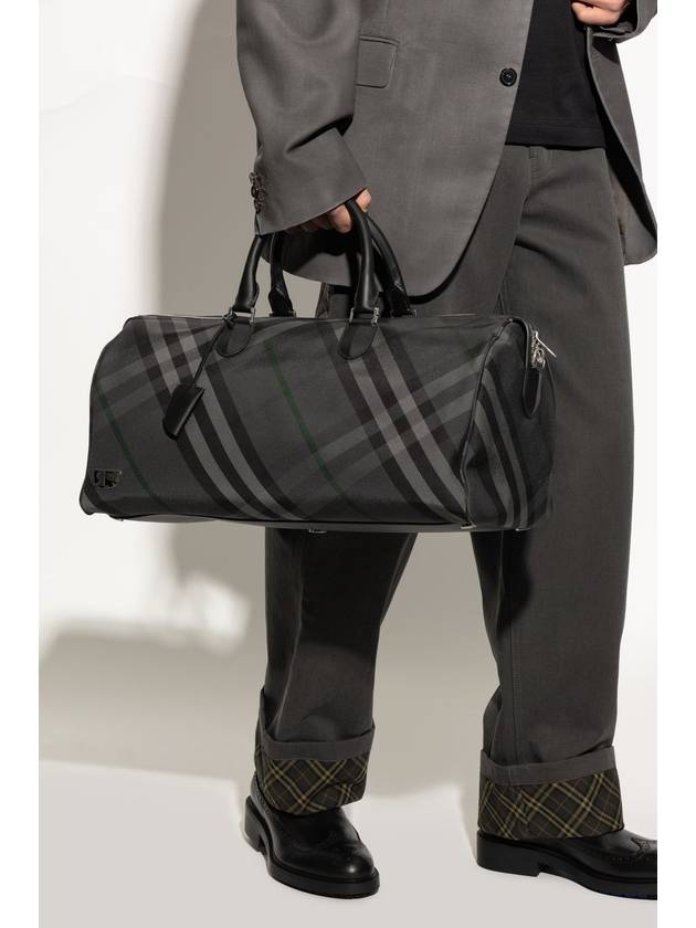 Burberry Grid Check Duffel Bag Charcoal