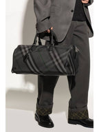Burberry Grid Check Duffel Bag Charcoal